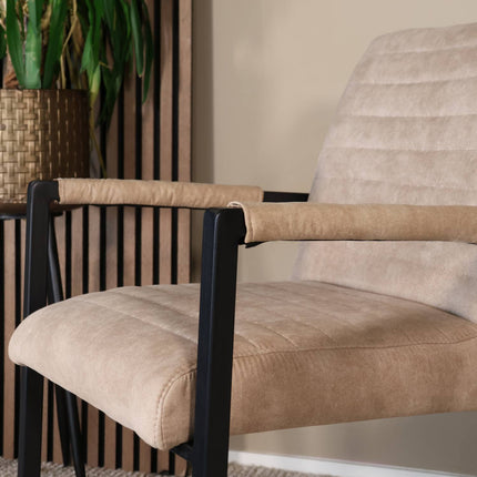 Eetkamerstoel zand microvezel Noor