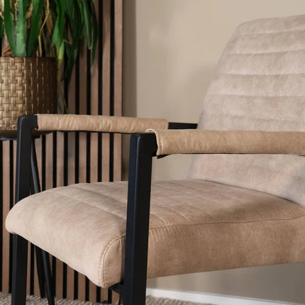 SET DEAL: 6 stuks Eetkamerstoel zand microvezel Noor