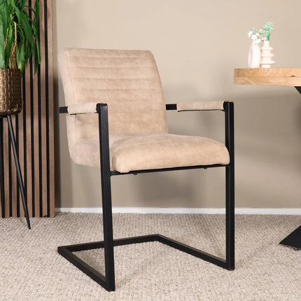 SET DEAL: 4 stuks Eetkamerstoel zand microvezel Noor