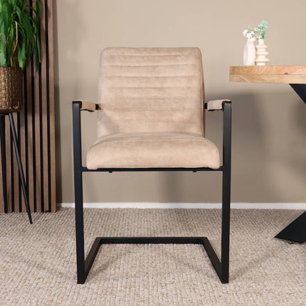 Eetkamerstoel zand microvezel Noor