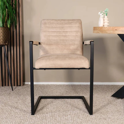 SET DEAL: 4 stuks Eetkamerstoel zand microvezel Noor