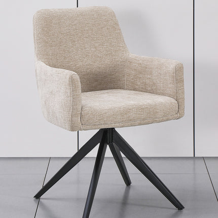 Eetkamerstoel draaibaar taupe chenille Nola