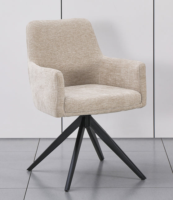 Eetkamerstoel draaibaar taupe chenille Nola