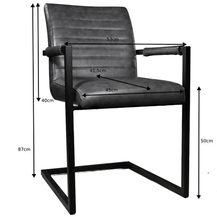 Eetkamerstoel met armleuning antraciet Noor industrieel design eetstoel