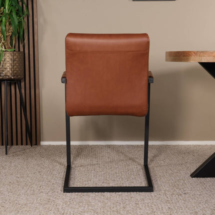 Eetkamerstoel cognac kunstleder Noor