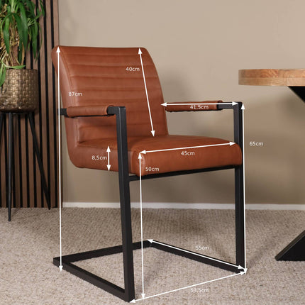 Eetkamerstoel cognac kunstleder Noor