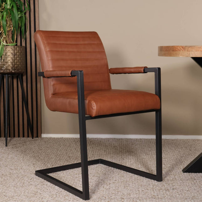 Eetkamerstoel cognac kunstleder Noor