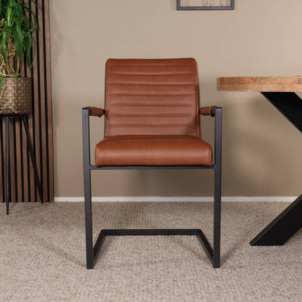 Eetkamerstoel cognac kunstleder Noor