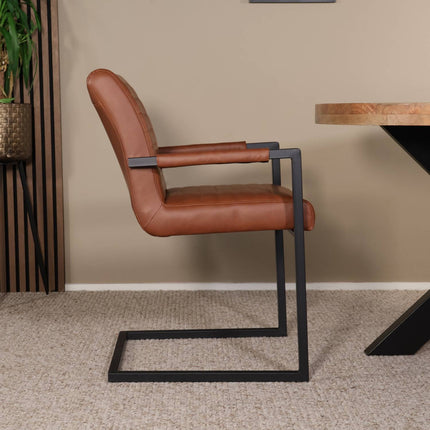 Eetkamerstoel cognac kunstleder Noor