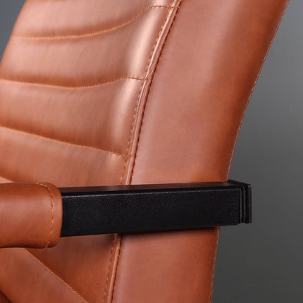 Tweedekans model: Eetkamerstoel met armleuning cognac Noor industrieel design eetstoel