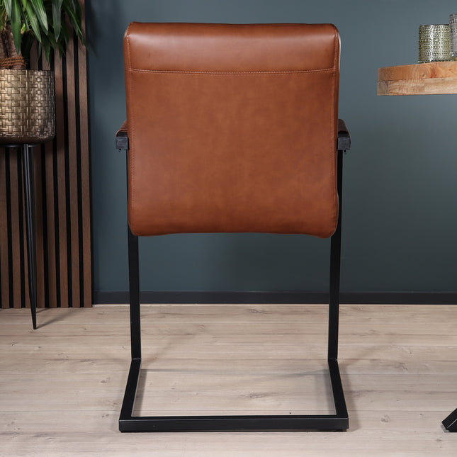 SET DEAL 4 stuks: Eetkamerstoel cognac kunstleder Noor