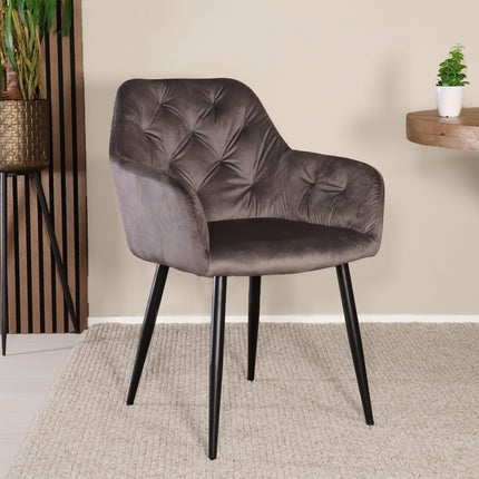 SET DEAL 6 stuks: Eetkamerstoel antraciet velvet Paco