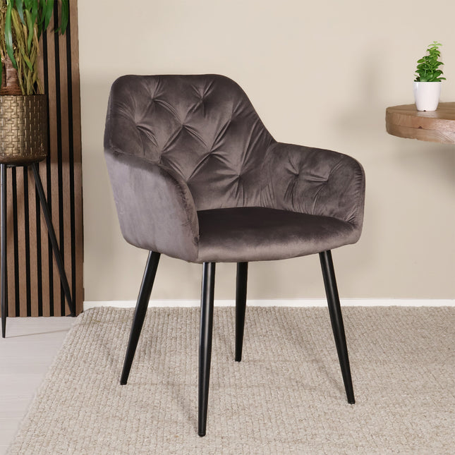 SET DEAL 4 stuks: Eetkamerstoel antraciet velvet Paco