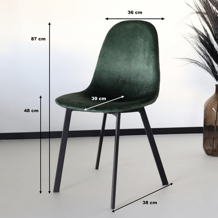 SET DEAL: 6 stuks Eetkamerstoel Simpy donkergroen velvet eetstoel