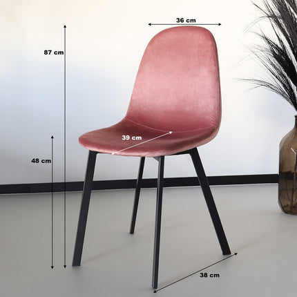 SET DEAL: 6 Eetkamerstoelen oud roze velvet Simpy