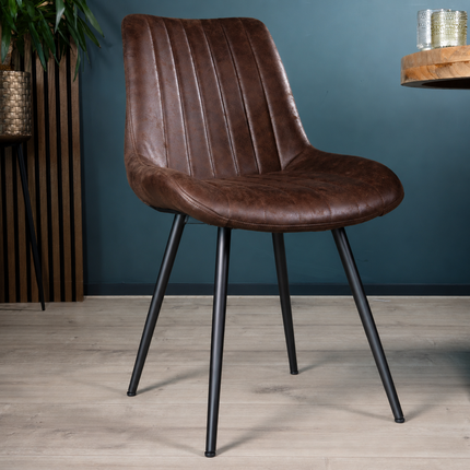 SET DEAL 4 stuks: Eetkamerstoel bruin microvezel Susta