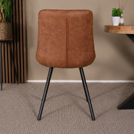 SET DEAL 6 stuks: Eetkamerstoel cognac microvezel Susta
