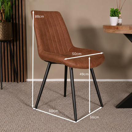 SET DEAL 6 stuks: Eetkamerstoel cognac microvezel Susta