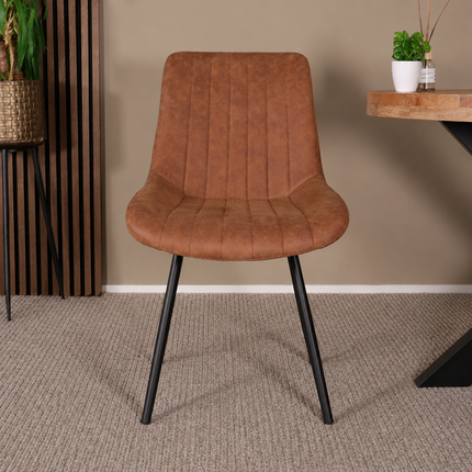 SET DEAL 6 stuks: Eetkamerstoel cognac microvezel Susta
