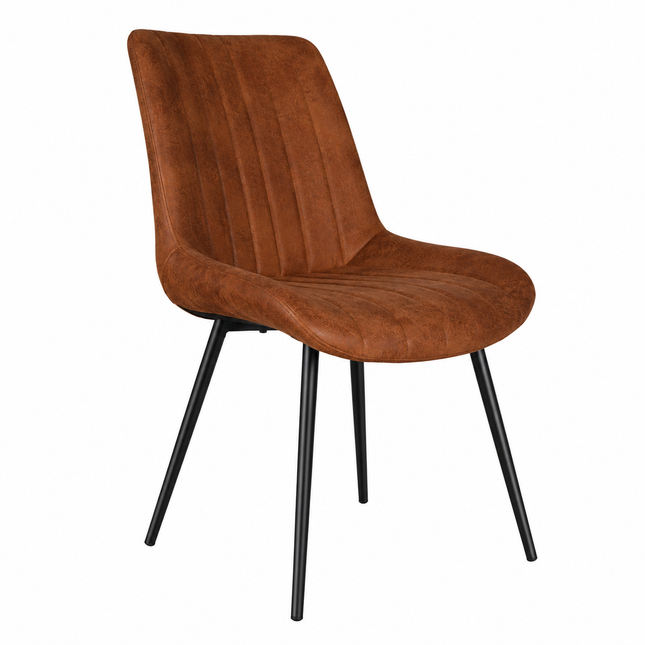 SET DEAL 6 stuks: Eetkamerstoel cognac microvezel Susta