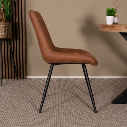 Eetkamerstoel cognac microvezel Susta