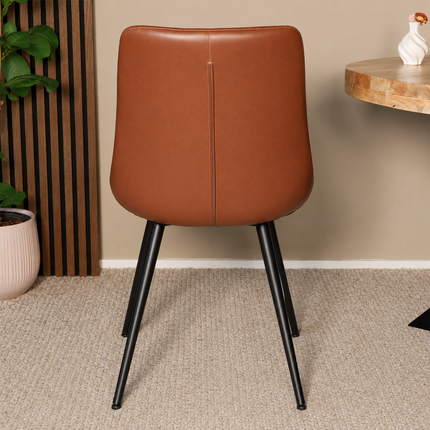 SET DEAL 6 stuks: Eetkamerstoel cognac kunstleder Susta