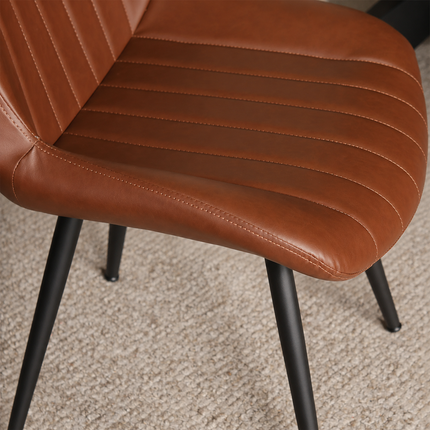 SET DEAL 6 stuks: Eetkamerstoel cognac kunstleder Susta