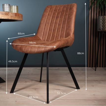 SET DEAL: 6 stuks Eetkamerstoel Susta cognac microvezel eetstoel