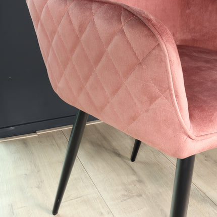 Eetkamerstoel roze velvet Ares