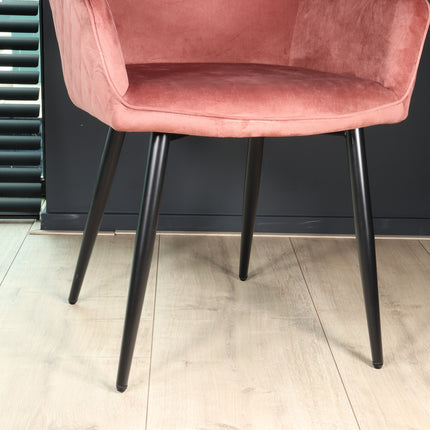 Eetkamerstoel roze velvet Ares