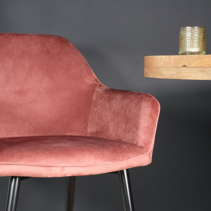 Eetkamerstoel roze velvet Ares