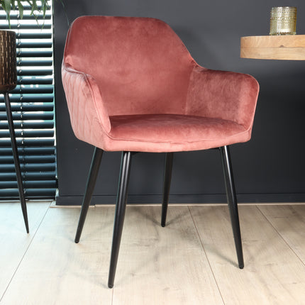 Eetkamerstoel roze velvet Ares