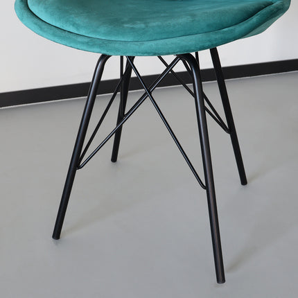 SET DEAL: 6 stuks Eetkamerstoel Viga turquoise velvet eetstoel