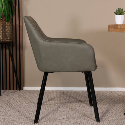 SET DEAL 4 stuks: Eetkamerstoel antraciet kunstleder Yurgan