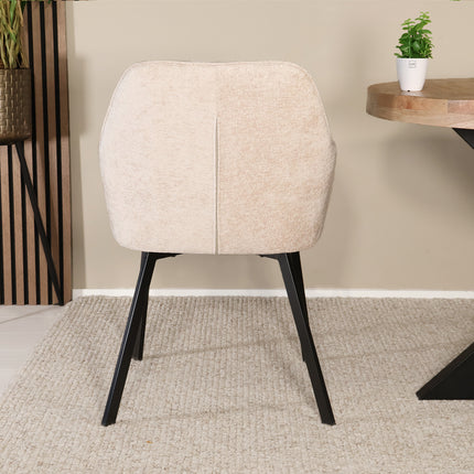 SET DEAL 4 stuks: Eetkamerstoel beige chenille Yurgan