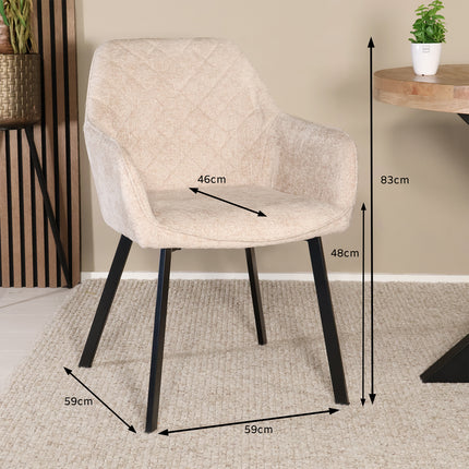SET DEAL 4 stuks: Eetkamerstoel beige chenille Yurgan