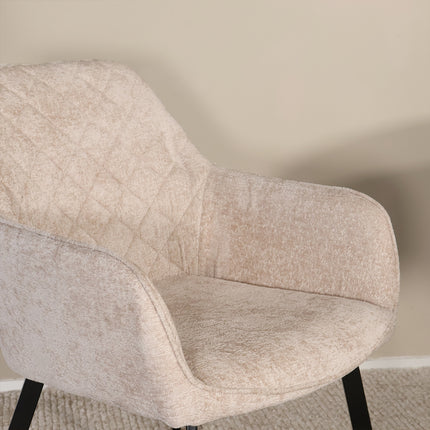 SET DEAL 6 stuks: Eetkamerstoel beige chenille Yurgan