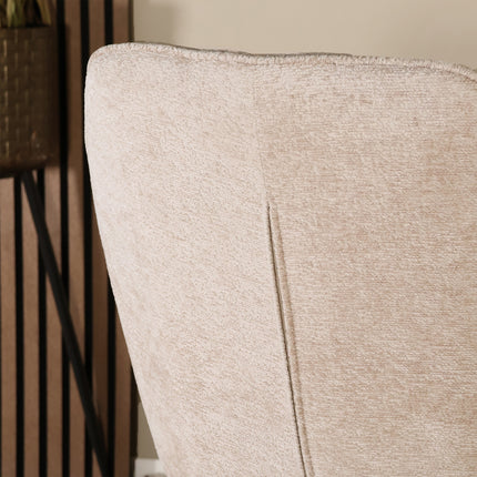 SET DEAL 6 stuks: Eetkamerstoel beige chenille Yurgan