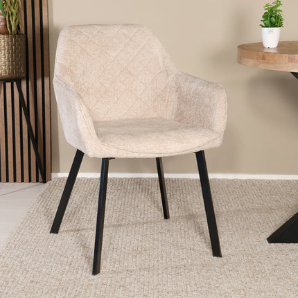 SET DEAL 6 stuks: Eetkamerstoel beige chenille Yurgan