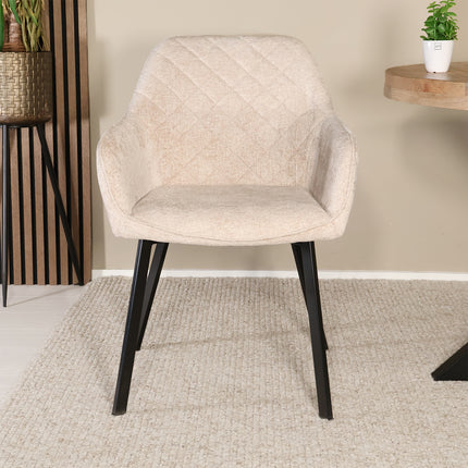 SET DEAL 6 stuks: Eetkamerstoel beige chenille Yurgan