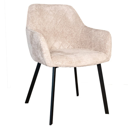 SET DEAL 4 stuks: Eetkamerstoel beige chenille Yurgan