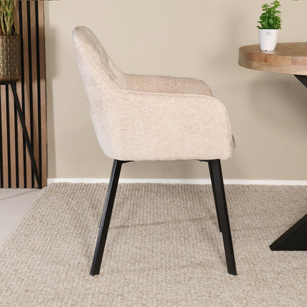 SET DEAL 6 stuks: Eetkamerstoel beige chenille Yurgan