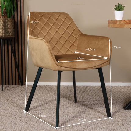 Tweedekans model: Eetkamerstoel met armleuning Yurgan velvet bruin eetstoel