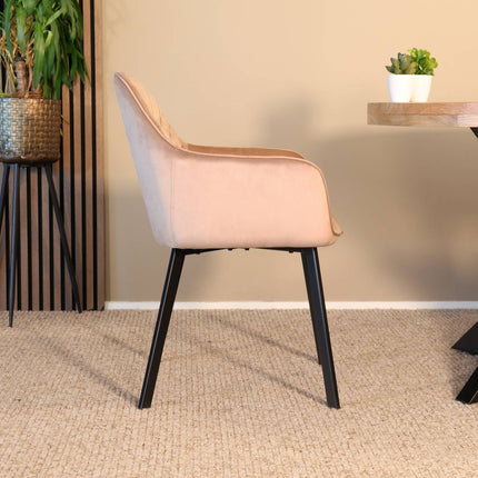 SET DEAL 6 stuks: Eetkamerstoel champagne velvet Yurgan