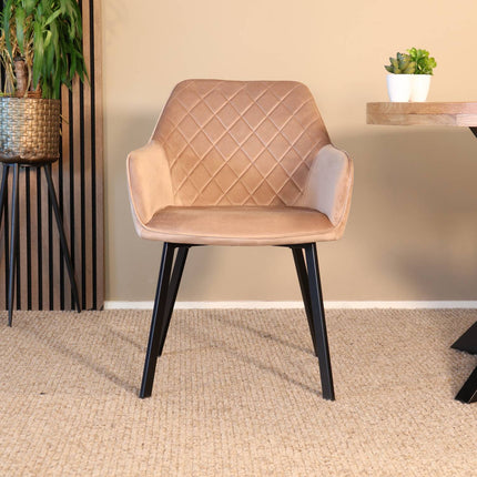 SET DEAL 6 stuks: Eetkamerstoel champagne velvet Yurgan