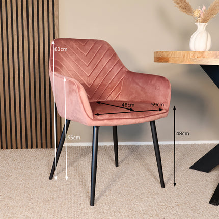 SET DEAL 4 stuks: Eetkamerstoel roze velvet Darcio