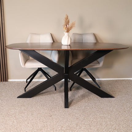 Eettafel Austin deens ovaal 160cm walnoot mangohout