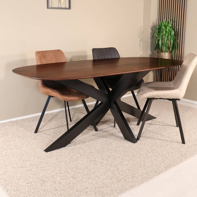 Eettafel Austin deens ovaal 240cm bruin mangohout