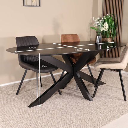 Eettafel Austin deens ovaal 200cm zwart mangohout