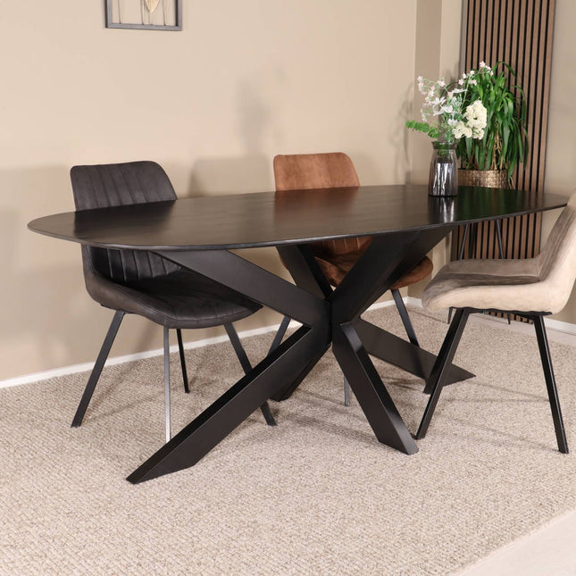 Tweedekans model: Eettafel Austin deens ovaal 240cm zwart mangohout